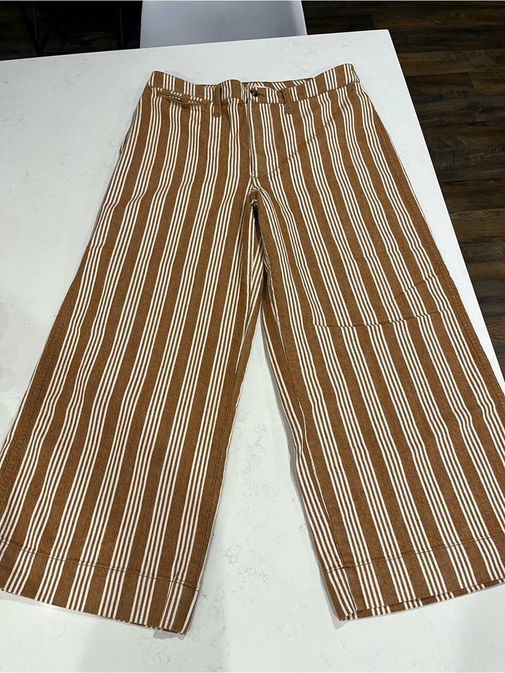 Madewell Girls' Striped Wide-Leg Pants in Brown and White